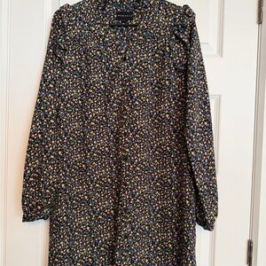 WOMANCE Black Floral Long Sleeve Shift Dress xsmall, never worn